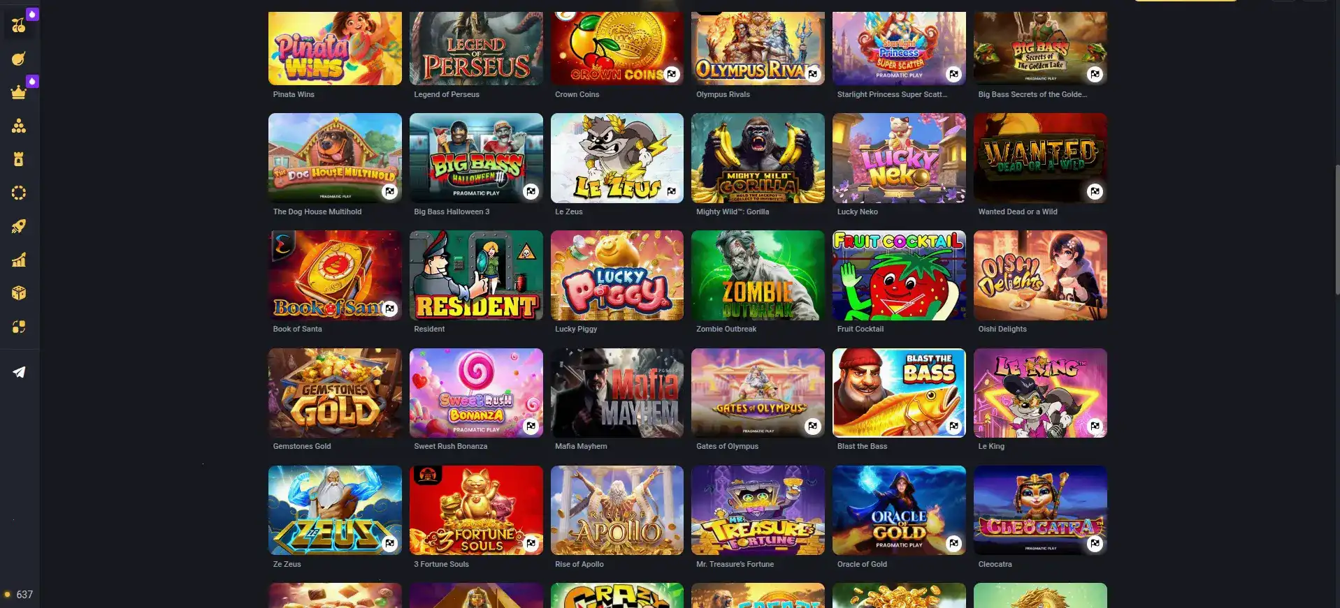 Интерфейс игрового зала Дэдди казино на компьютере